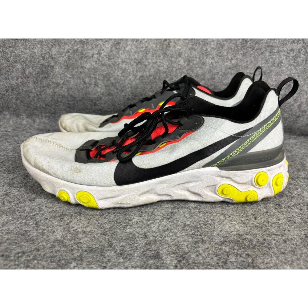 Nike React Element 55 Sneaker Men's 13 White Black Yellow Red Lace Up